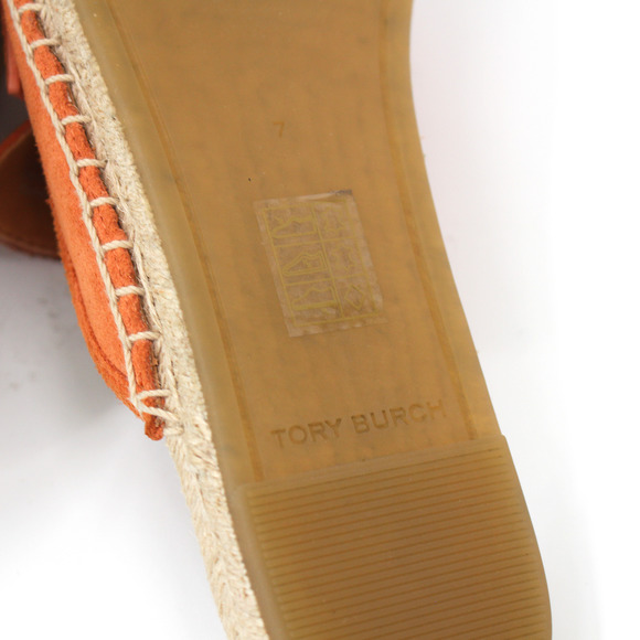 Tory Burch Seaside Sienna Rose Suede Mule Espadrille 7M Gold Medallion Flats NEW - Picture 8 of 9